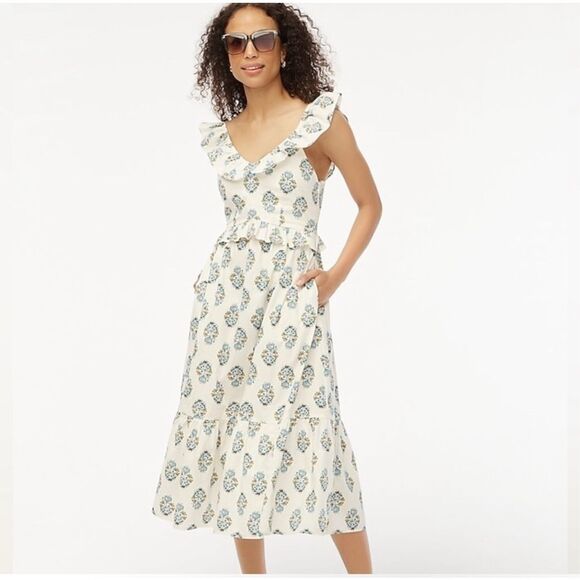 J. Crew factory ruffle midi dress 4 - Picture 1 of 14